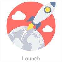 Launch and flight icon concept vector