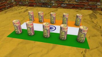 India bandiera - 50 rupia moneta concetto - 1 video