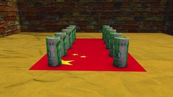 China Flag - 50 Yuan Currency Concept - 3 video