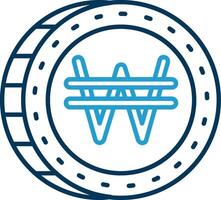 Won Line Blue Two Color Icon vector