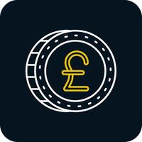 Pound Line Yellow White Icon vector