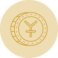 yuan línea amarillo circulo icono vector