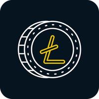 litecoin línea amarillo blanco icono vector