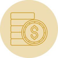 Coin Line Yellow Circle Icon vector