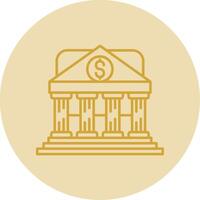 Bank Line Yellow Circle Icon vector