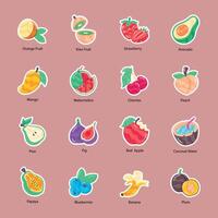 Fresco frutas plano pegatinas vector