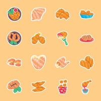 Bundle of Chicken Delicacies Flat Stickers vector