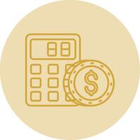 Calculator Line Yellow Circle Icon vector