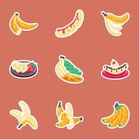 Set of Banana Flat Stickers vector