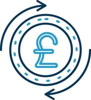 Pound Line Blue Two Color Icon vector