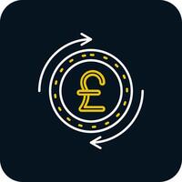 Pound Line Yellow White Icon vector