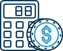 Calculator Line Blue Two Color Icon vector