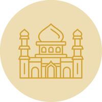 Mosque Line Yellow Circle Icon vector