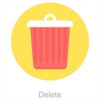 Delete and trash icon concept vector