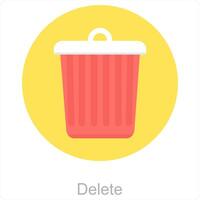 Delete and trash icon concept vector