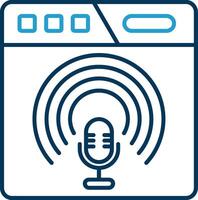 podcast línea azul dos color icono vector