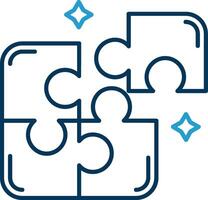 Puzzle Line Blue Two Color Icon vector