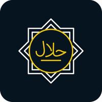 Halal Line Yellow White Icon vector