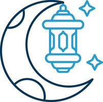 Ramadán línea azul dos color icono vector