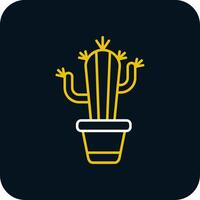 Cactus Line Yellow White Icon vector