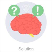 solución y cerebro icono concepto vector