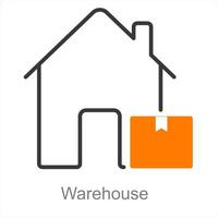 Warehouse and boxes icon concept vector