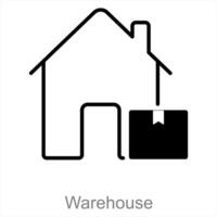 Warehouse and boxes icon concept vector