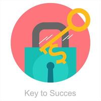 Key To Success and bank icon concept vector