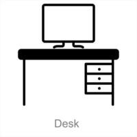 escritorio y mesa icono concepto vector