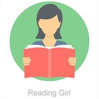 Reading Girl and reading icon concept vector