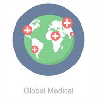 Global medical and global icon concept vector