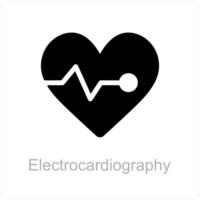 electrocardiography and heart rate  icon concept vector