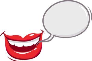 Happy talking mouth. Lips talking and laughing. Vector illustration