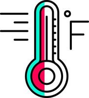 Fahrenheit lleno medio cortar icono vector