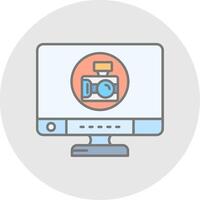 Camera Line Filled Light Circle Icon vector