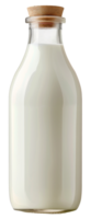 AI generated Glass milk bottle with cork stopper on transparent background - stock png. png