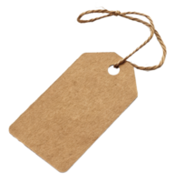 AI generated Blank craft paper tag with string on transparent background - stock png. png