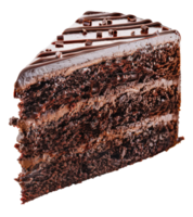 AI generated Chocolate cake slice with decorative frosting on transparent background - stock png. png