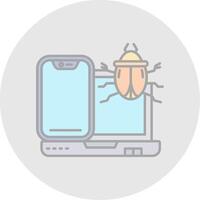 Bug Line Filled Light Circle Icon vector