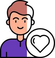 Heart Filled Half Cut Icon vector