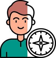 Compass Filled Half Cut Icon vector