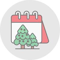 Calender Line Filled Light Circle Icon vector