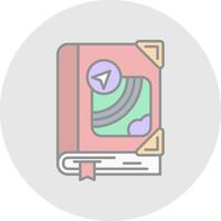 Map Line Filled Light Circle Icon vector