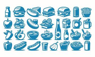 Fresh Food set vector art style with a plain background