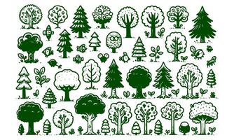 Diversity of trees set on background white vector