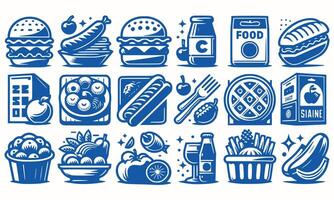 Fresh Food set vector art style with a plain background