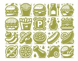 Fresh Food set vector art style with a plain background