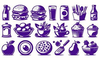 Fresh Food set vector art style with a plain background