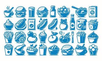 Fresh Food set vector art style with a plain background