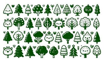 Diversity of trees set on background white vector